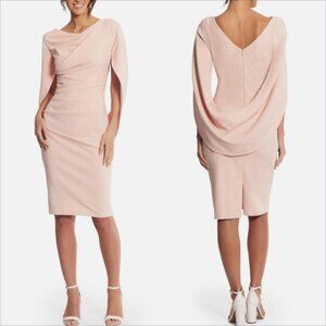 Betsy & Adam Sheath Dress Size 10 Womans Blush Pink Crepe Caped Sleeve Boat Neck